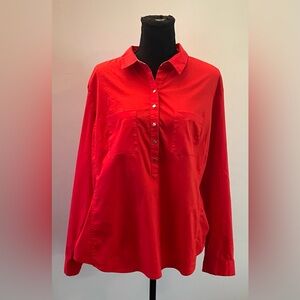 New York & Company- Red Half Button-Up Women's Top Size XL
